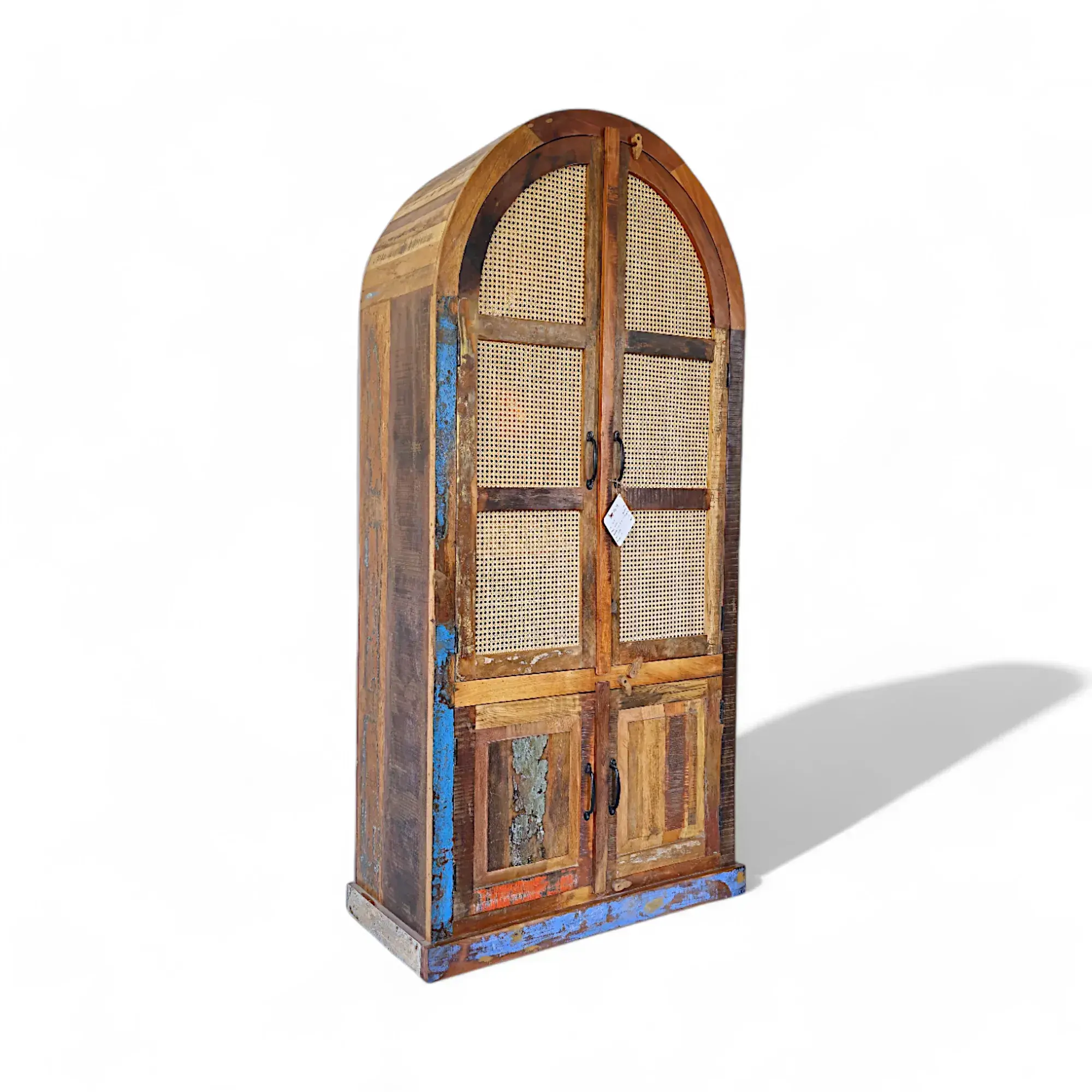 Reclaimed wood Rattan cabinet