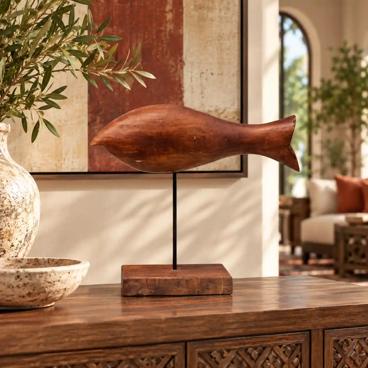 Piscis-Modernus Sculptural Wood Artifact