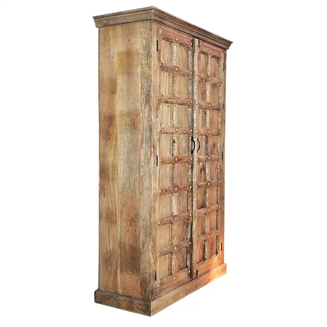 Al-Zahra Petal-Carved Mango Wood Armoire