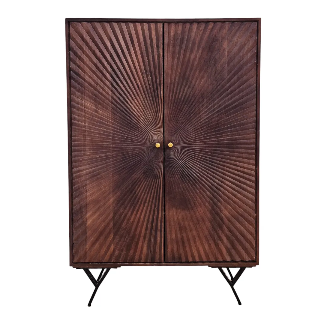 Sunbeam Carved Wood Cabinet