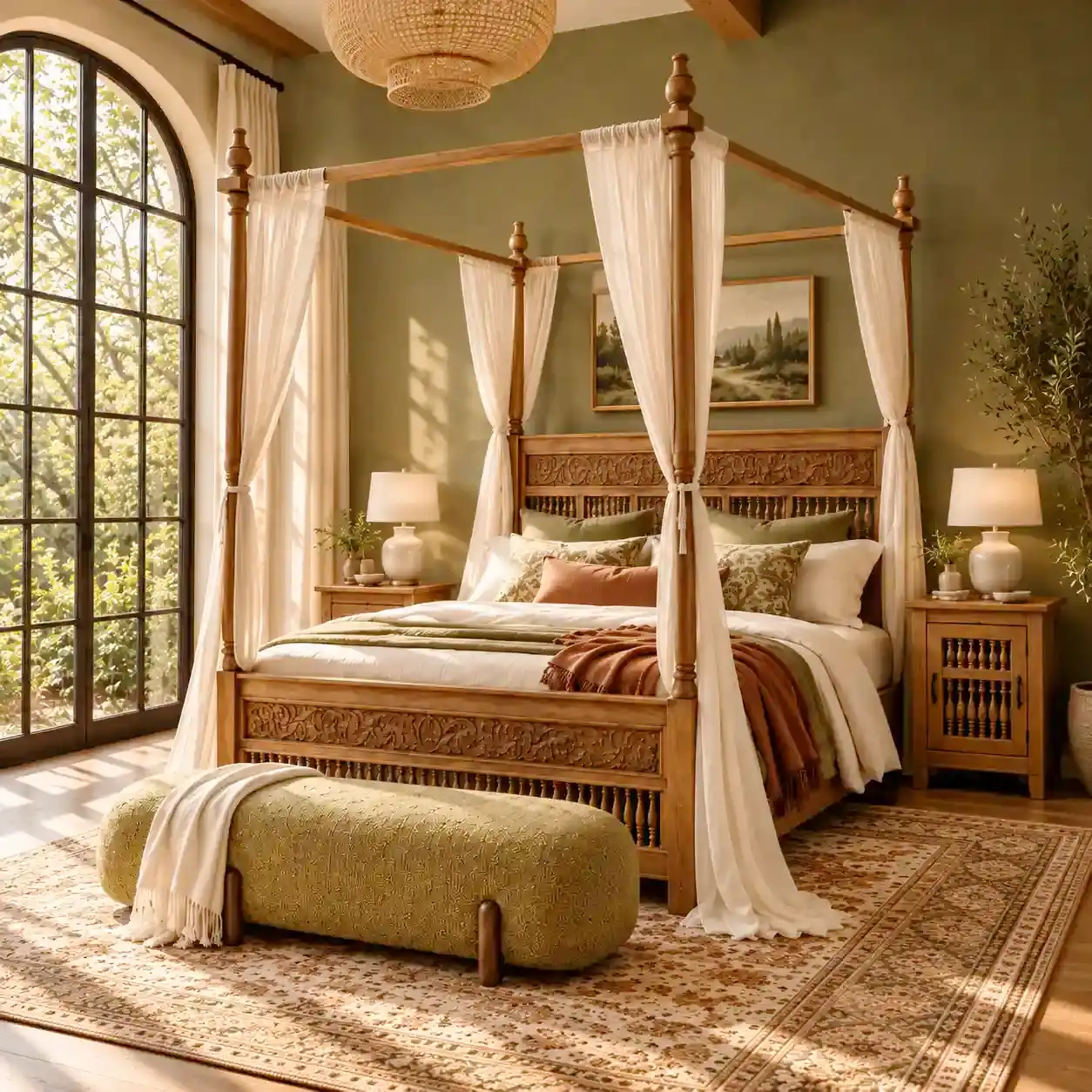 The Maharaja Carved Canopy Bed