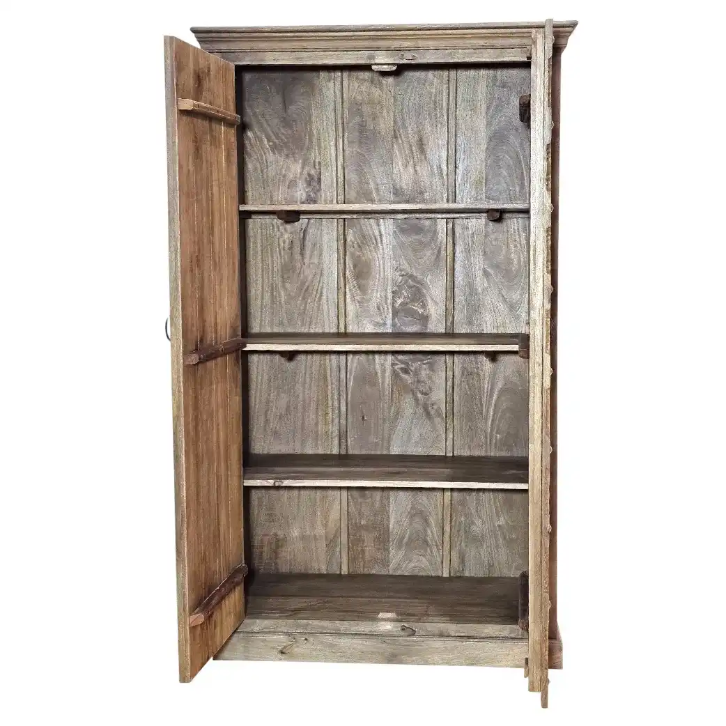 Al-Zahra Petal-Carved Mango Wood Armoire