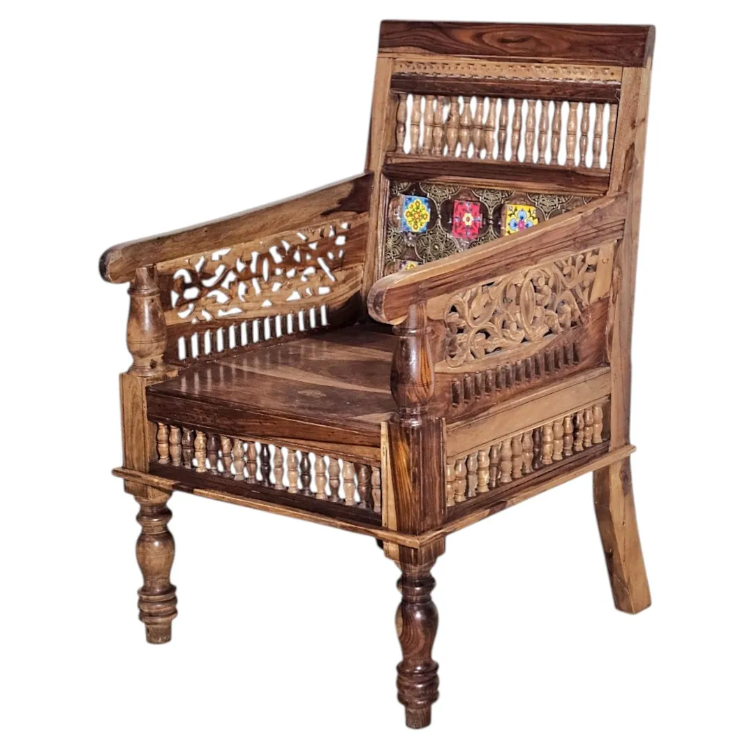 Shah Jahan Rosewood Geometric Sofa & Armchair Set