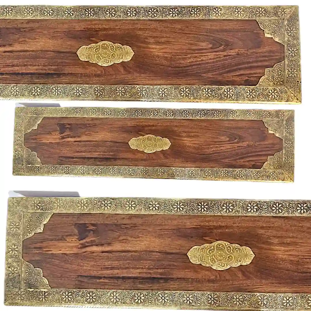 Gul-Dasta Brass & Sheesham 3-Drawer Table