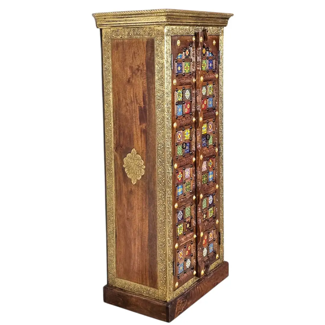 Al-Zahra Indian Rosewood & Brass Embossed Tallboy
