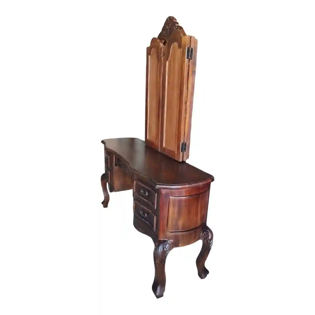 L’Orangerie Rococo Vanity Desk with Tri-Fold Mirror