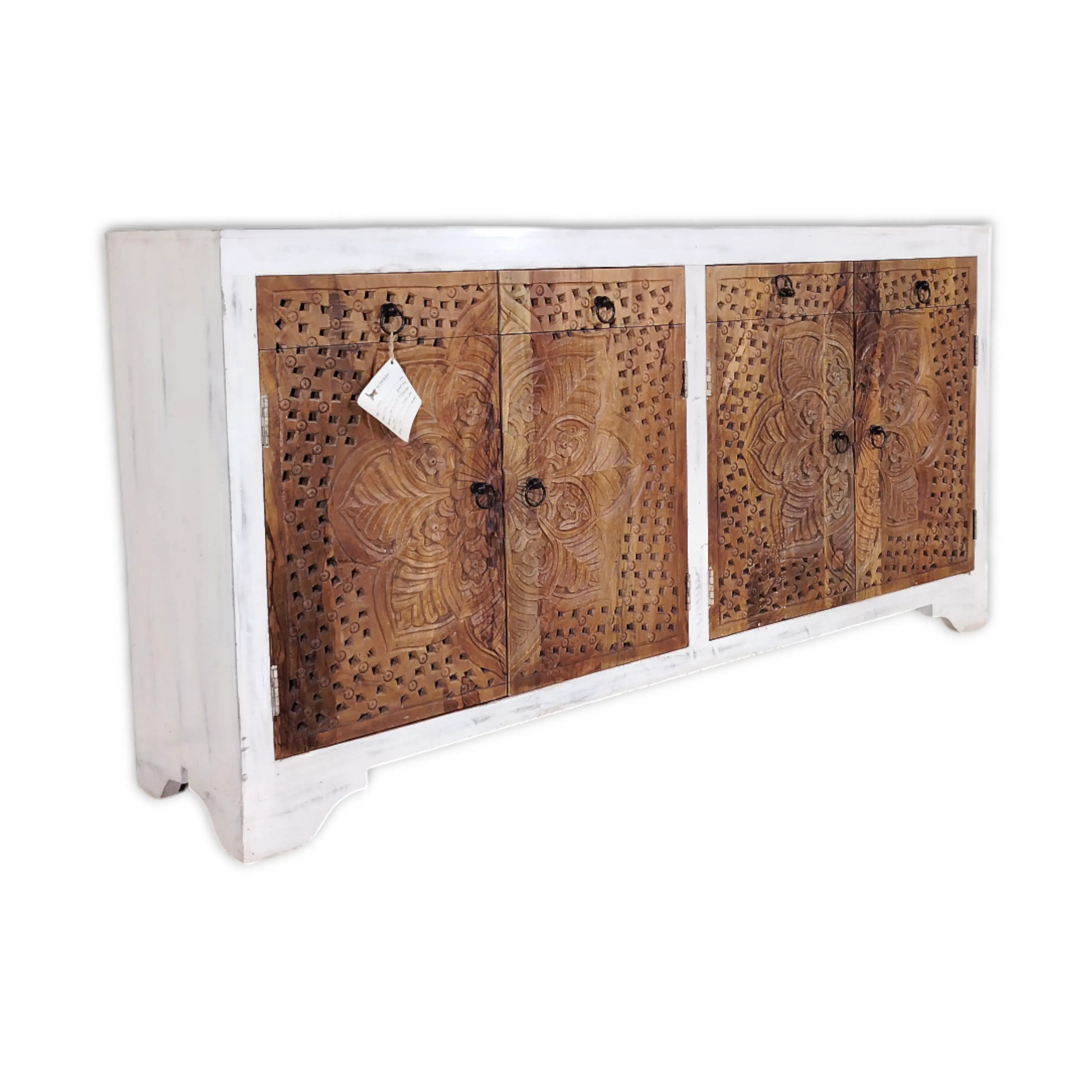 Floral Carved Wood Sideboard