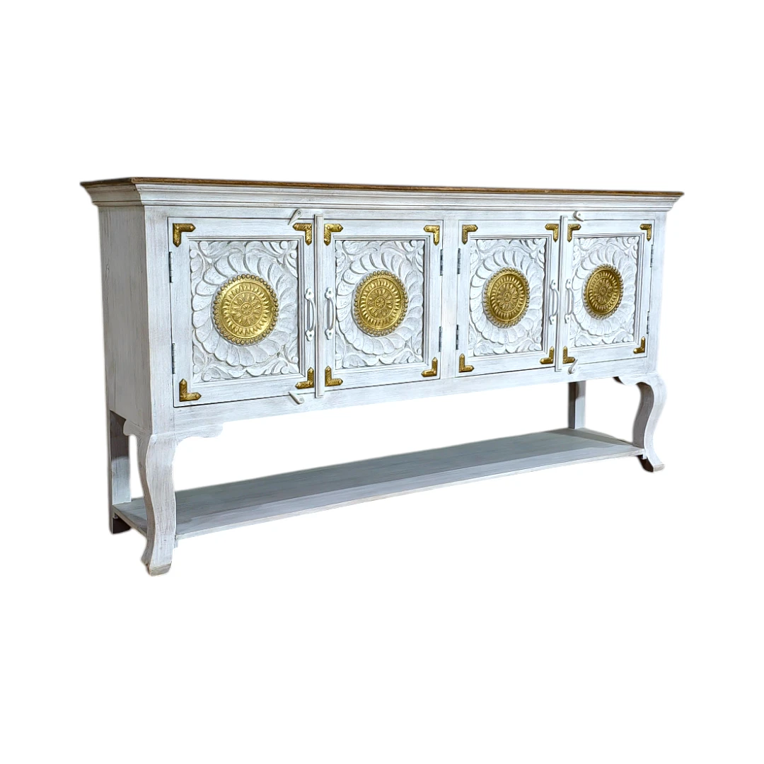 The “Opal Bloom” Artisan-Carved Credenza