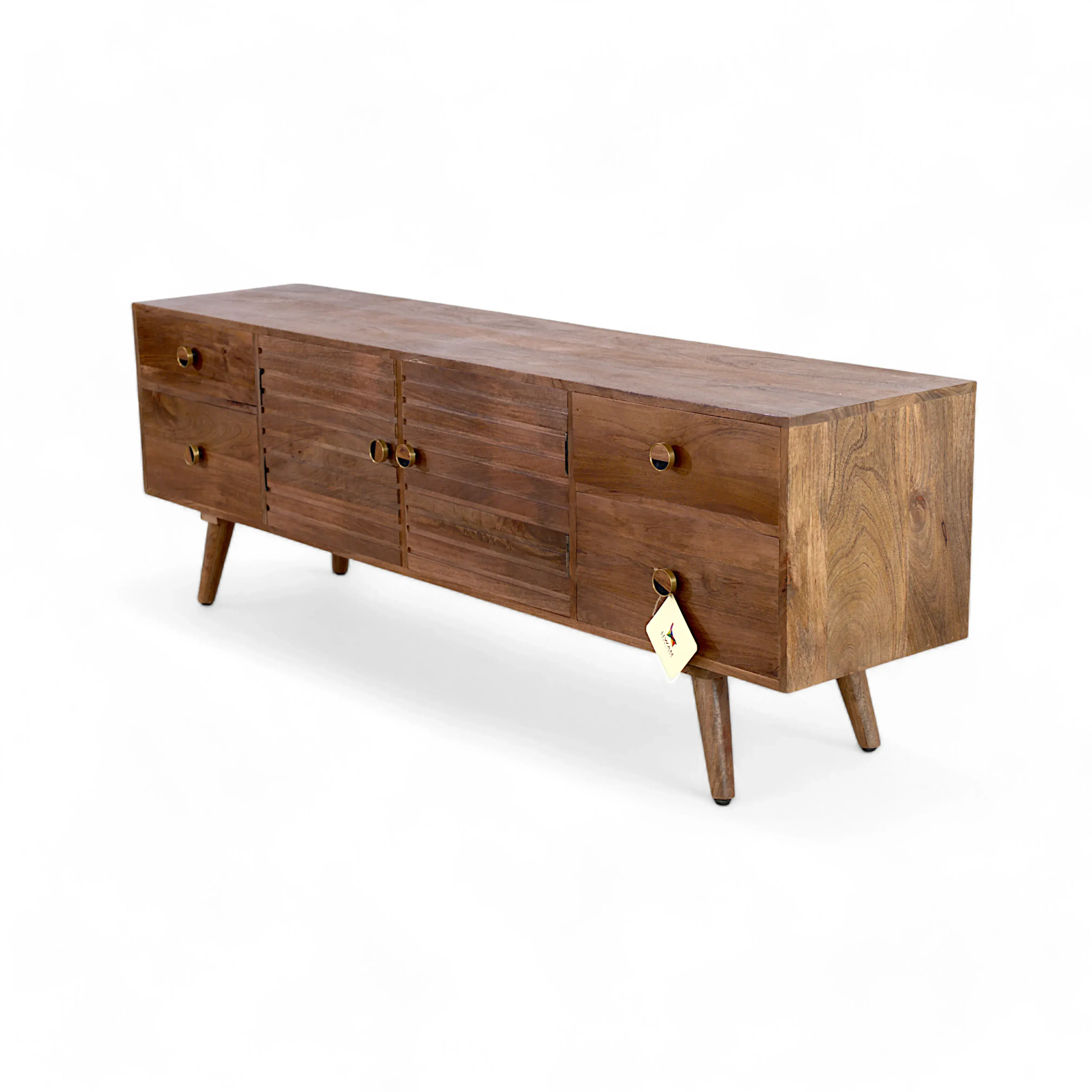 Slat-Front Solid Wood Media Console