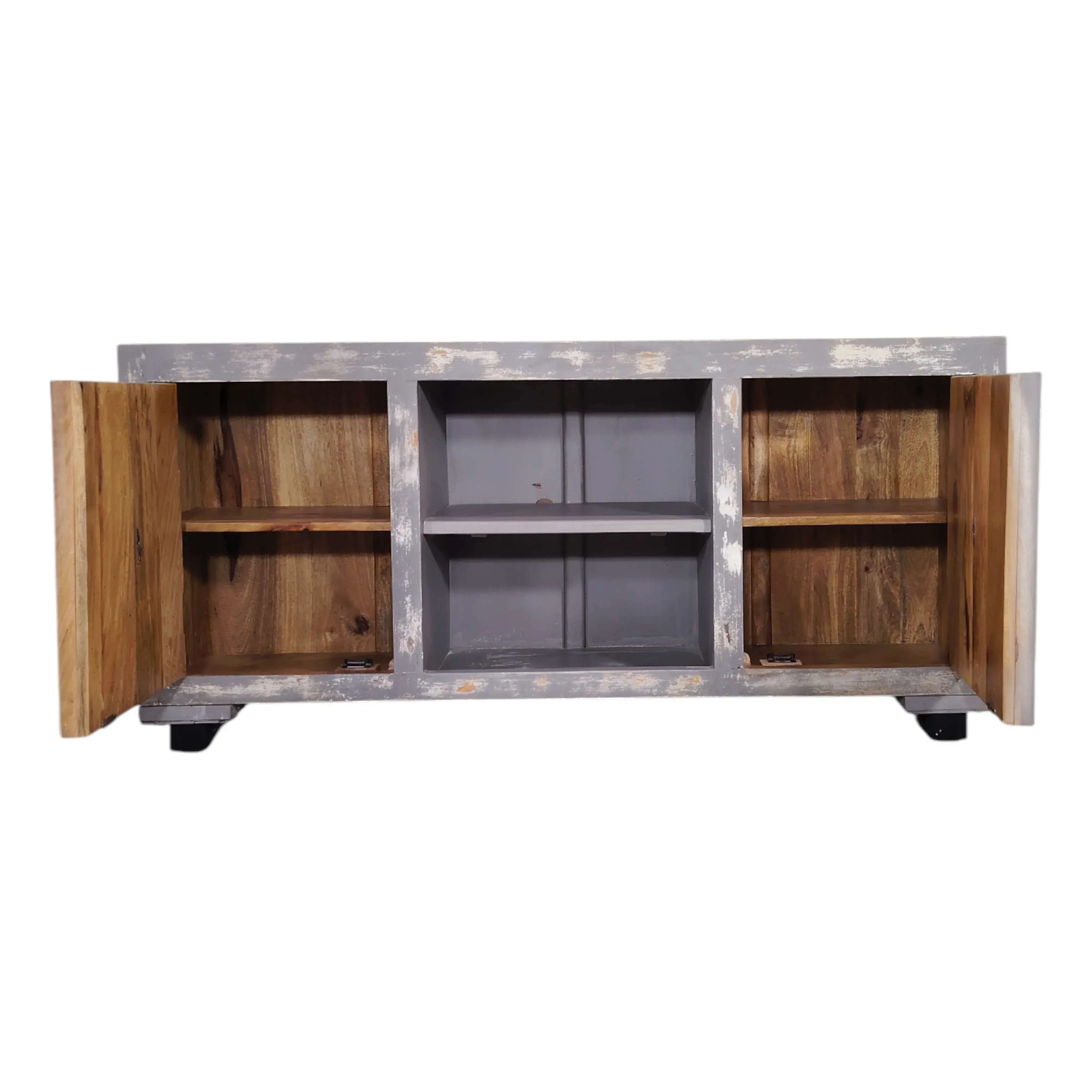 HERITAGE TEXTURES Media Console in Washed Grey