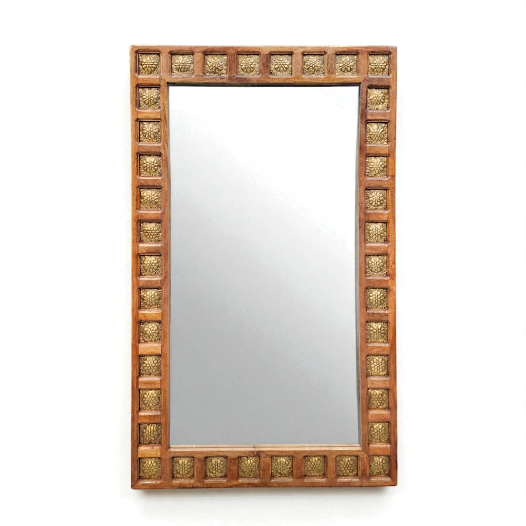 The Zahara Brass Inlay Mirror