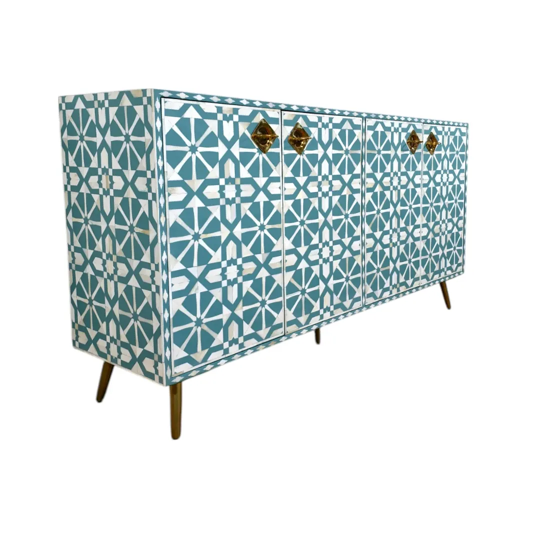 Teal Horizon Inlay Sideboard
