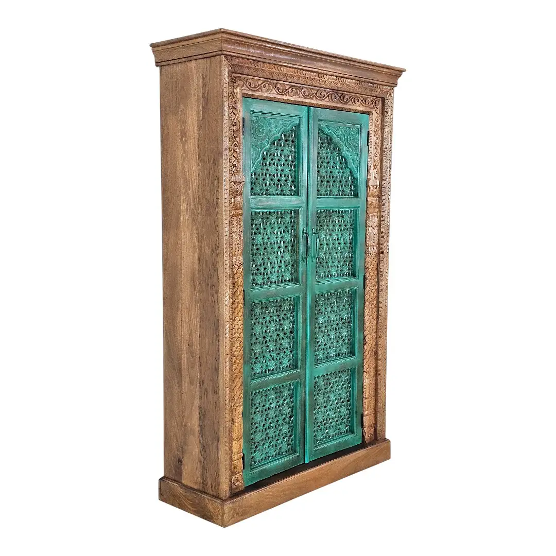 Varanasi Hand-Carved Latticework Armoire