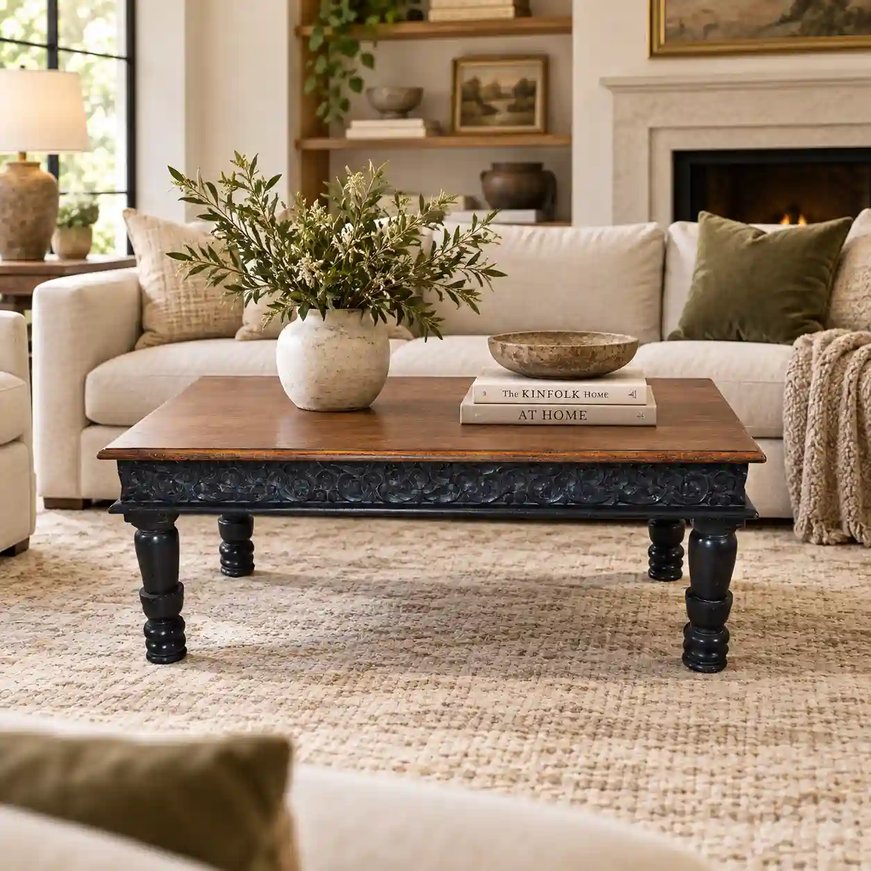 Carved Coffee Table Wood Colour