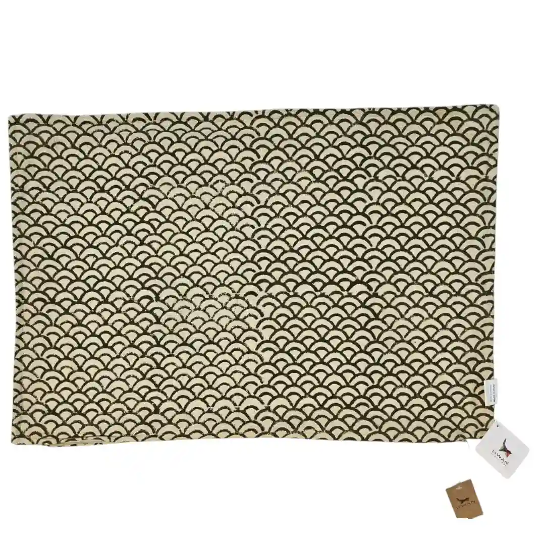 The "Ariya Wave" Hand-Blocked Cotton Cushion Cover