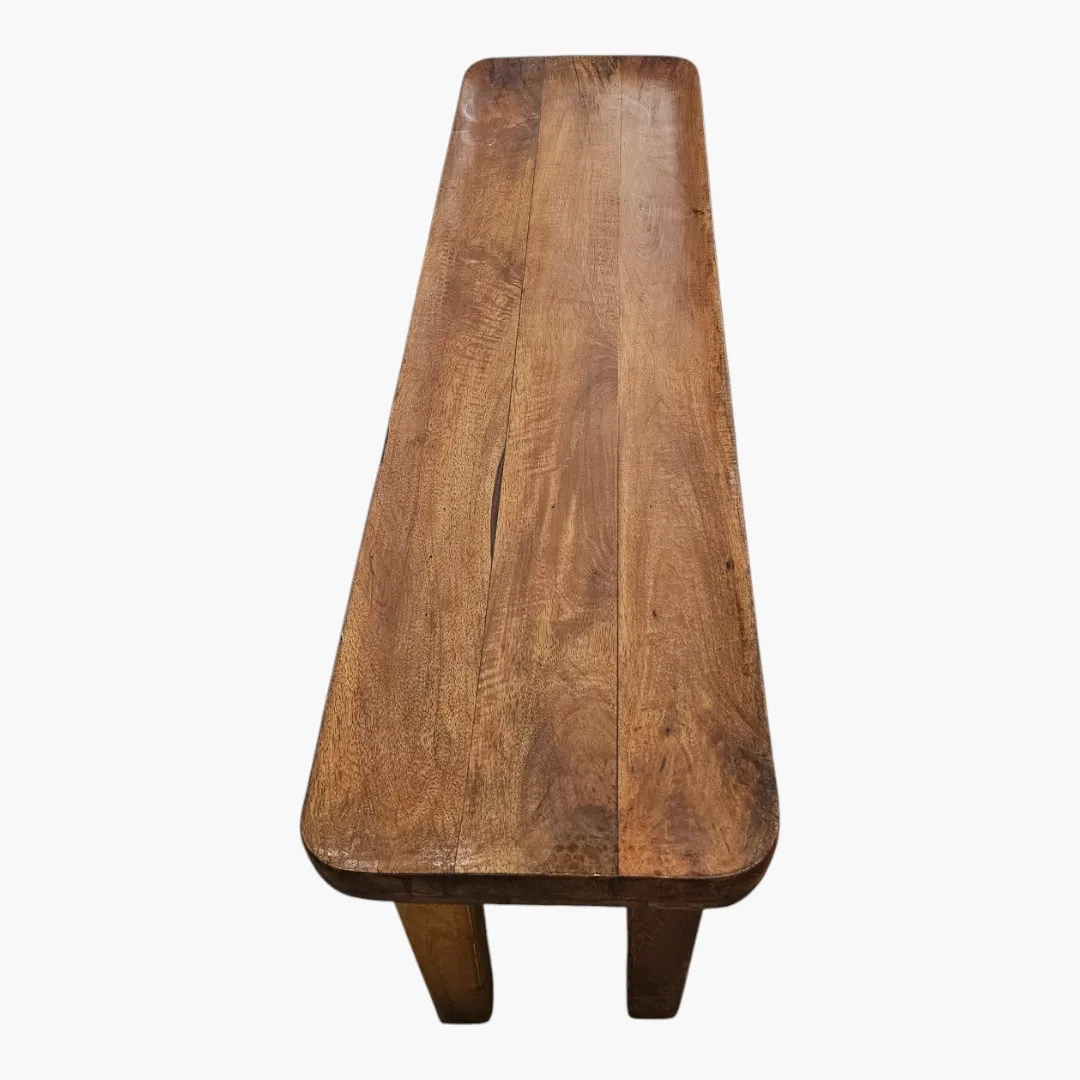 Modern Organic Mango Wood Scooped Bench