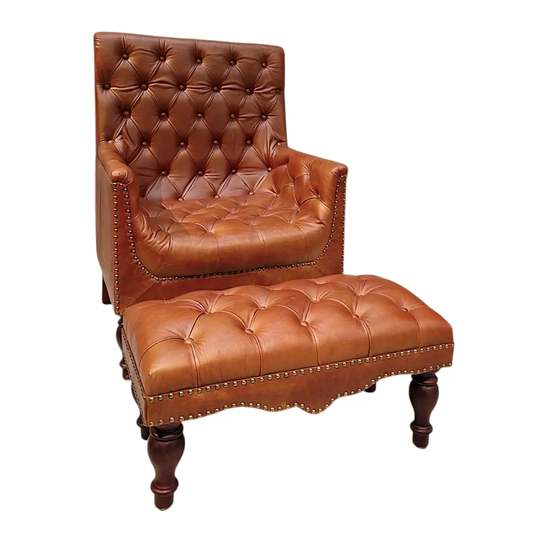 Classic Comfort Leather Chair & Footstool Set