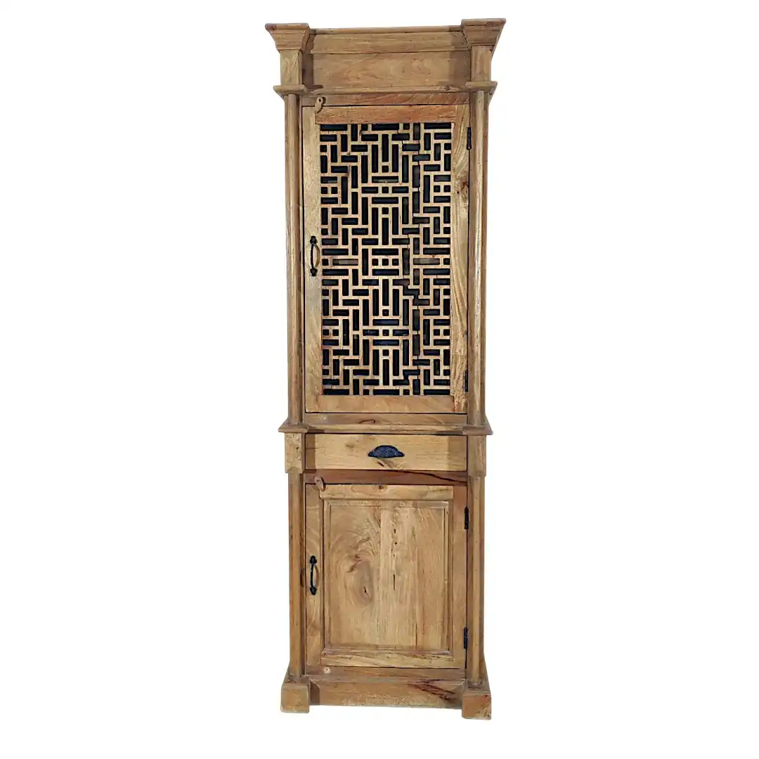 The Manor House Glass & Carved Mango Wood Cabinet