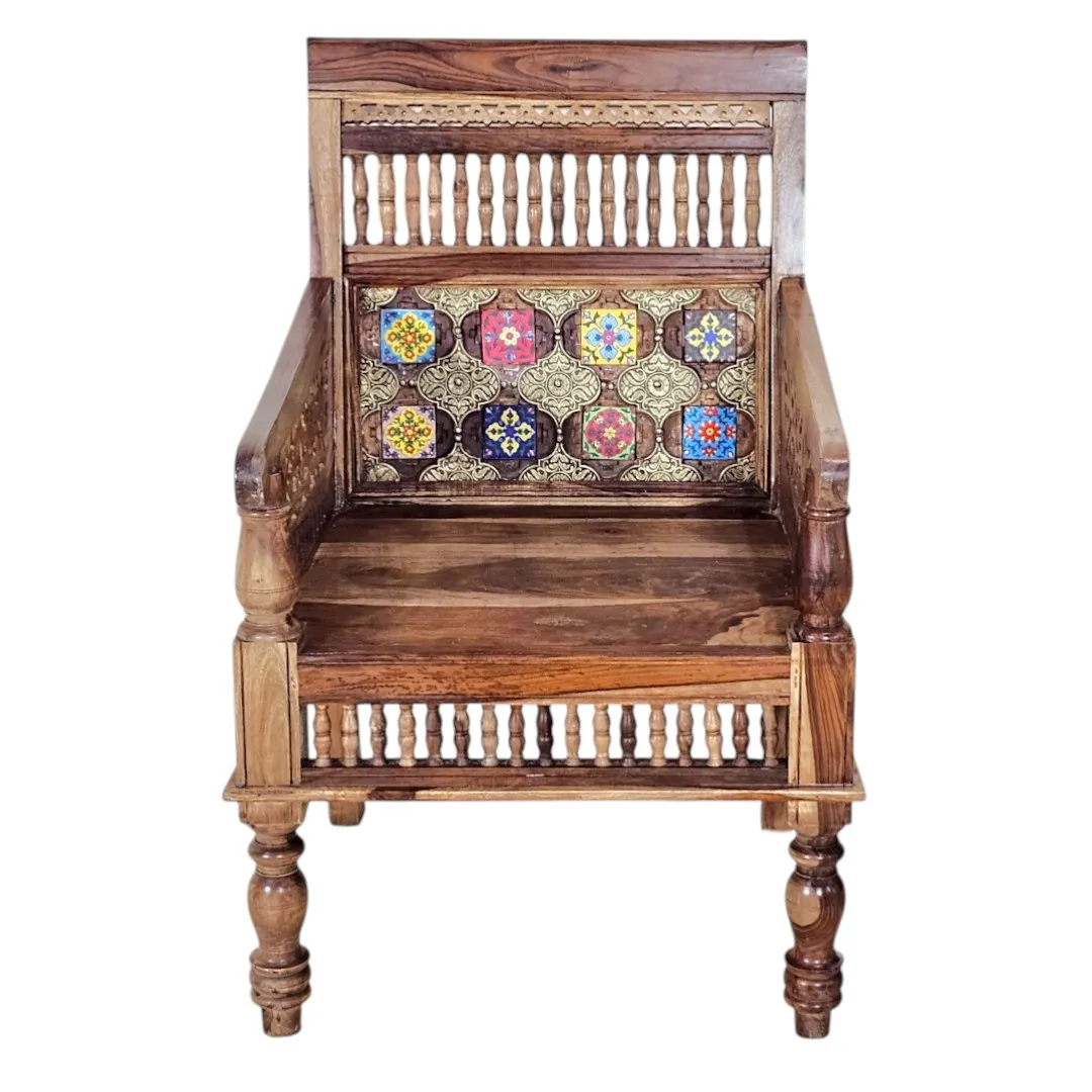 Shah Jahan Rosewood Geometric Sofa & Armchair Set