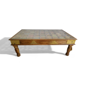 Tile and Brass Inlay Coffee Table
