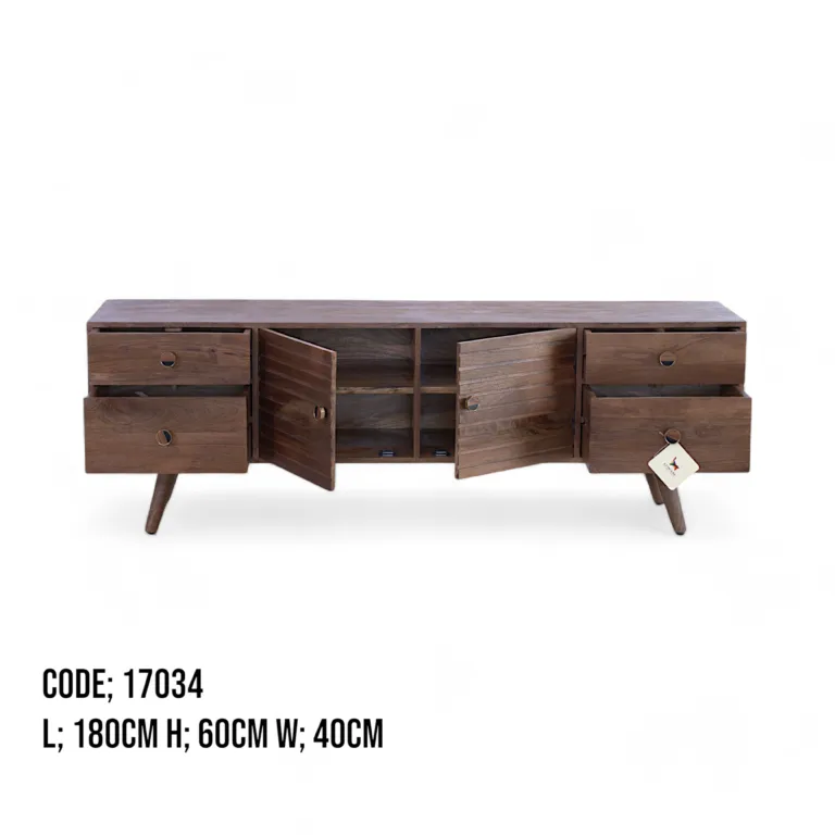 Slat-Front Solid Wood Media Console