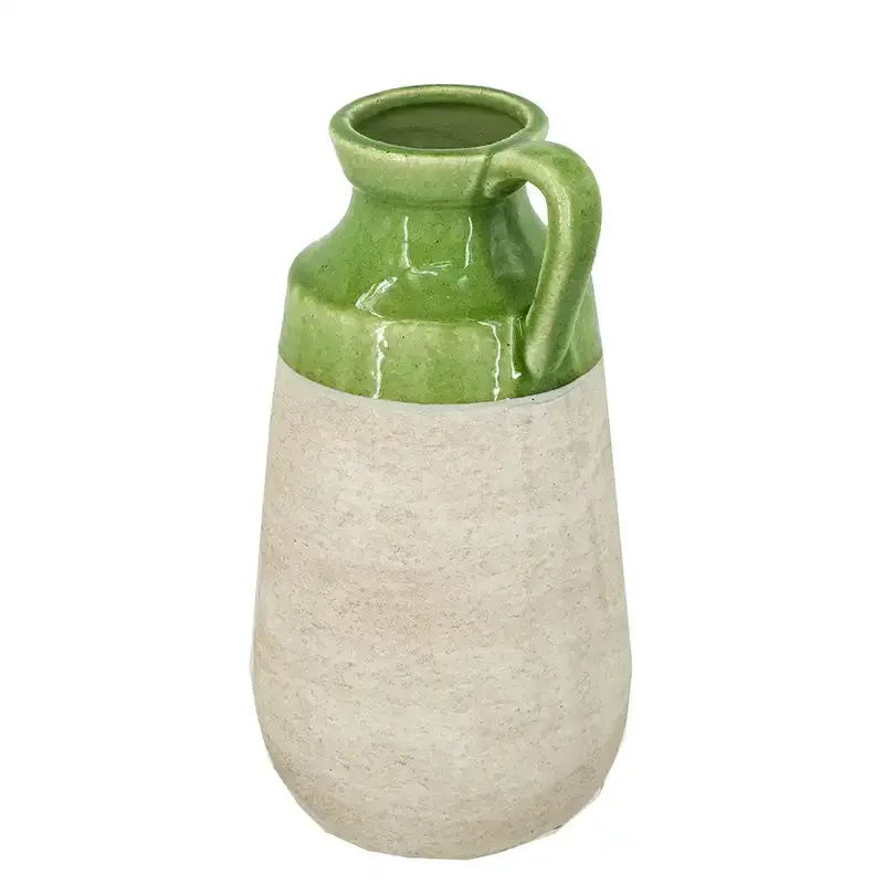Green & White Two Tone Jug Vase