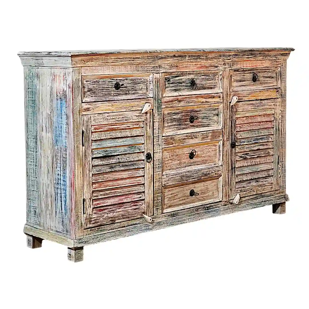 The Provence Louvered Verdigris Sideboard