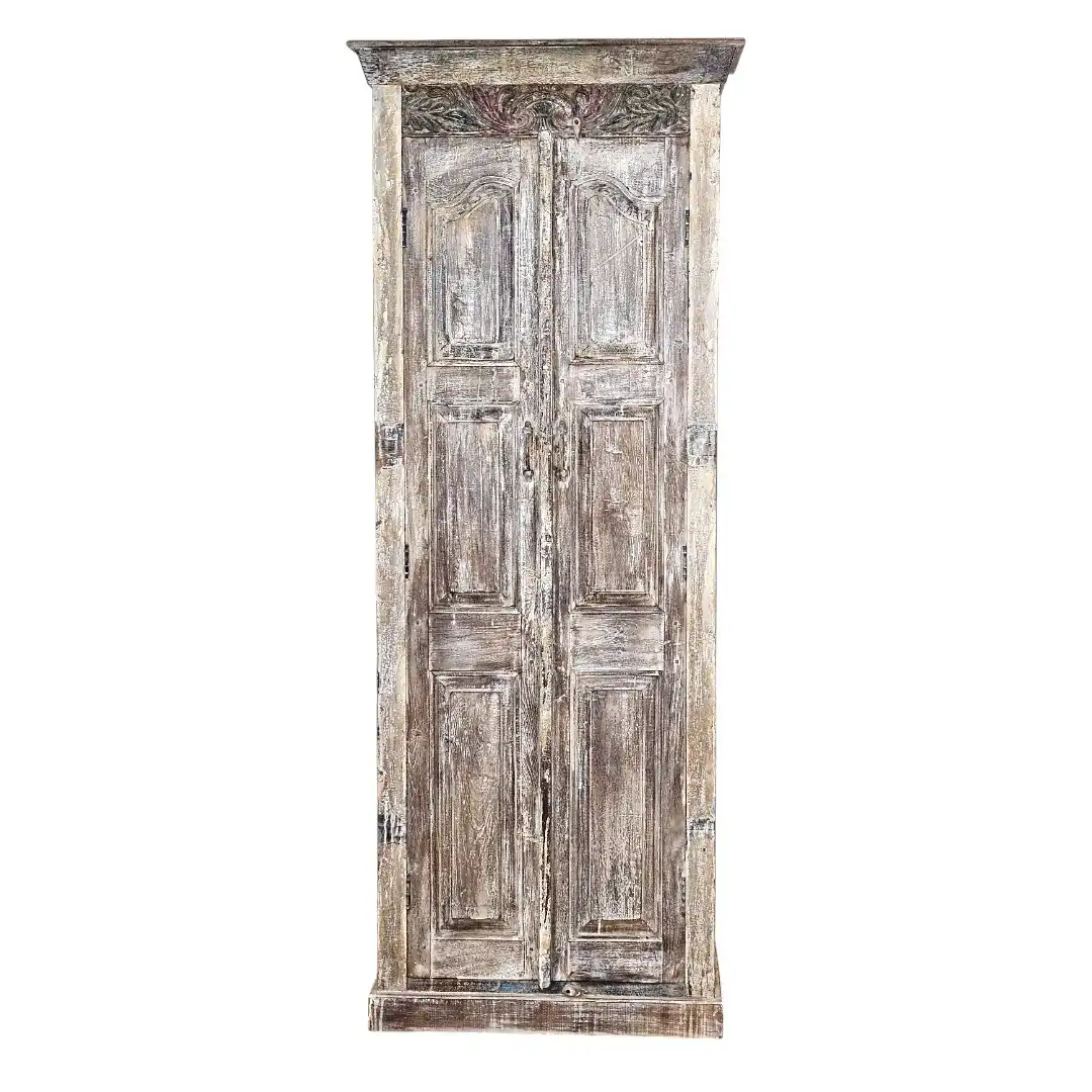 Carved Frieze Narrow Storage Cabinet