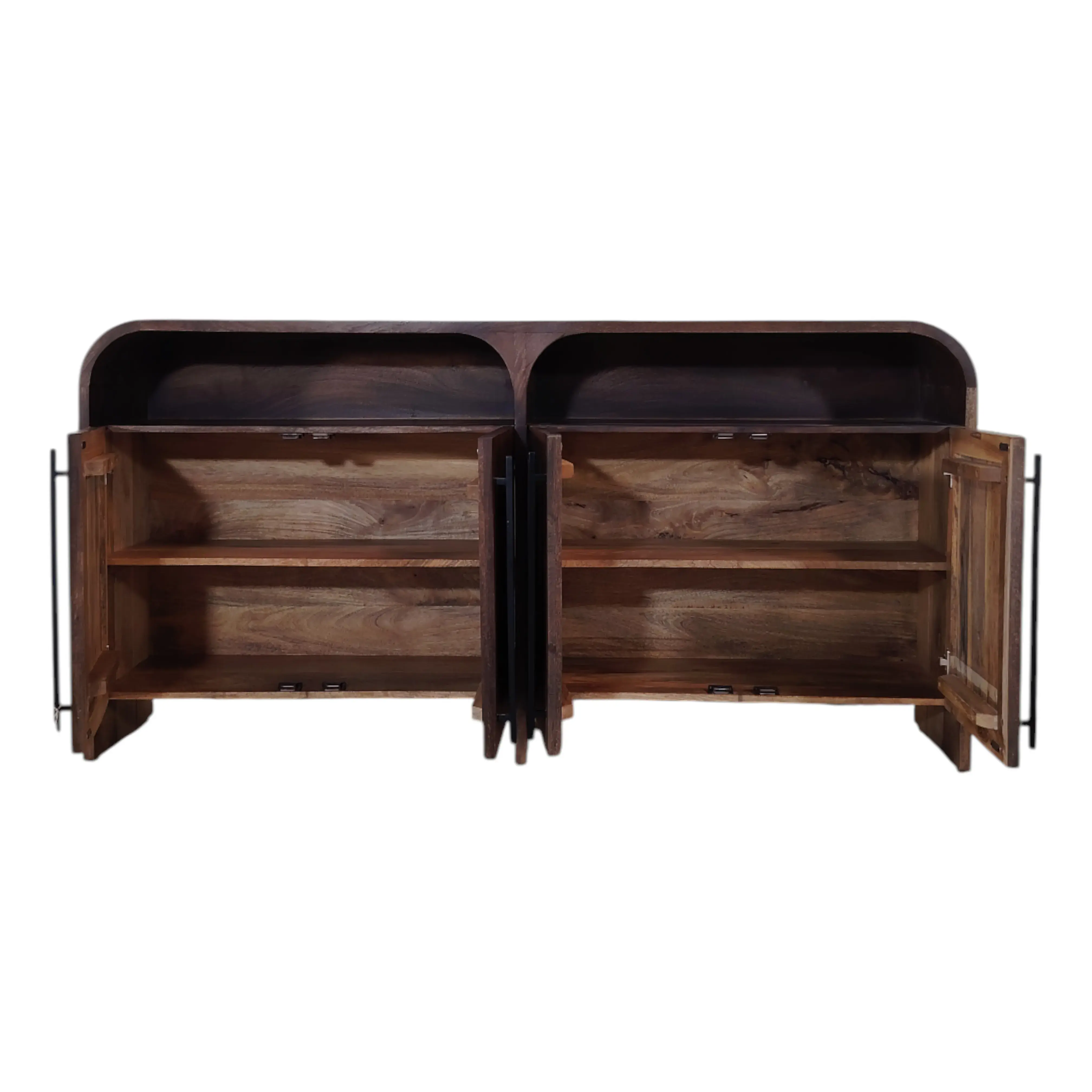 VOGUE Modern Solid Mango Wood Side Board, Dark Finish