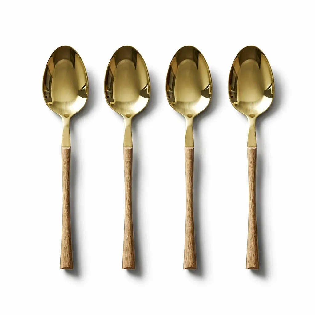 Gold Dinner Spoon With Wood Handle