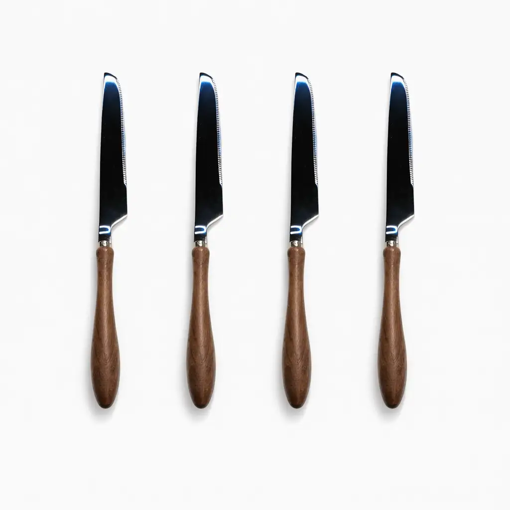 Wood-Handled Stainless Steel Dinner Knife