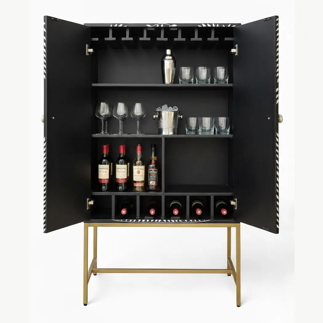 Regal Peacock Inlay Bar Cabinet