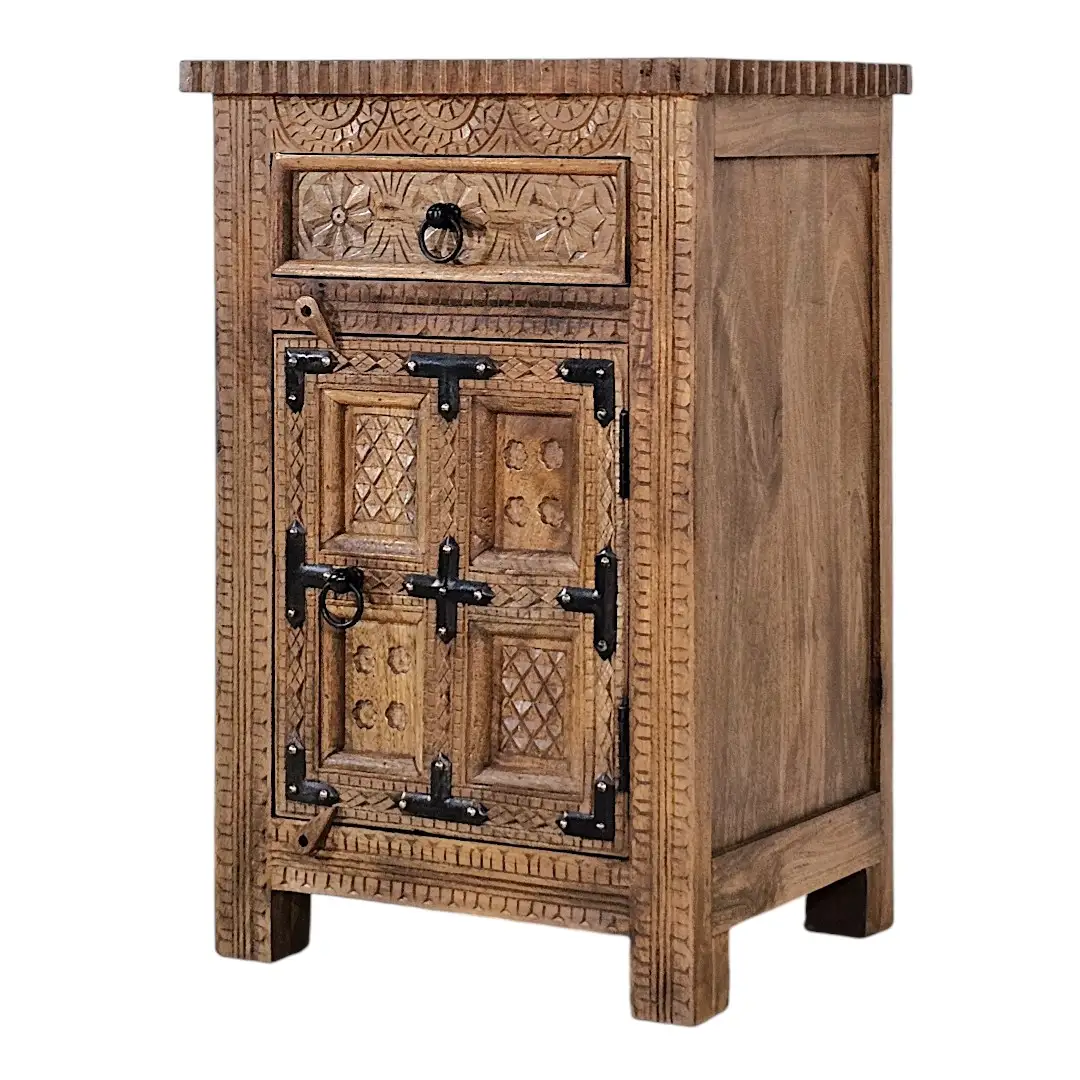 The Aegean Carved Bedside Cabinet