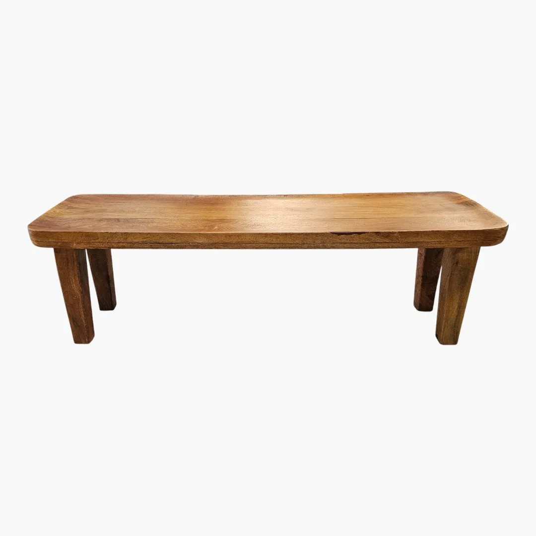 Modern Organic Mango Wood Scooped Bench
