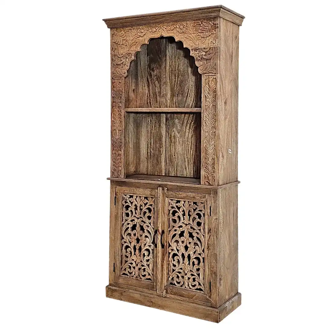 Al-Mehrab Hand-Carved Mango Wood Bookshelf