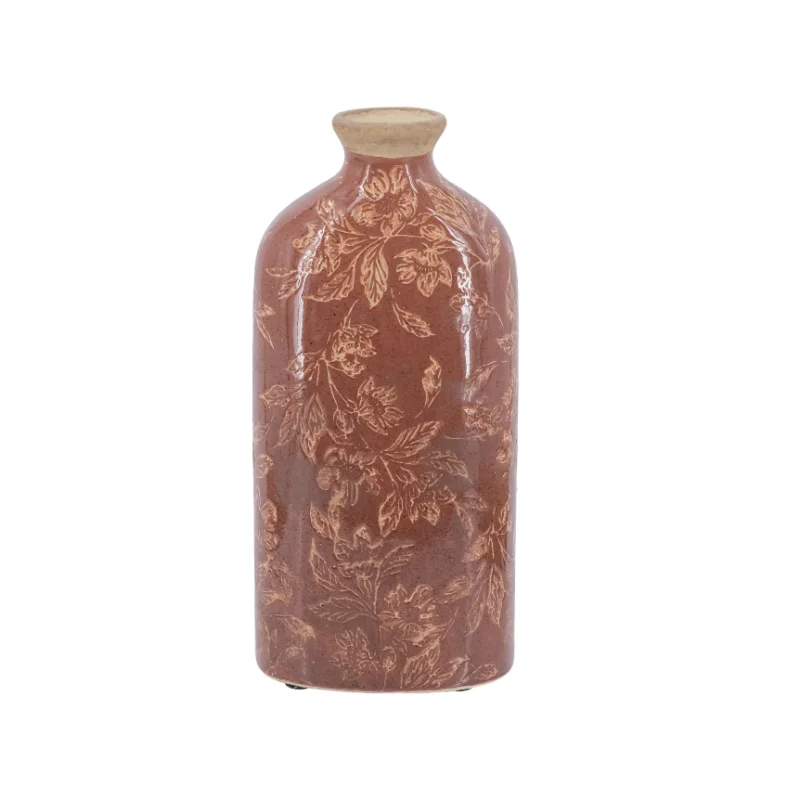 Liwan Ceramic Heritage Vase With Floral Motif