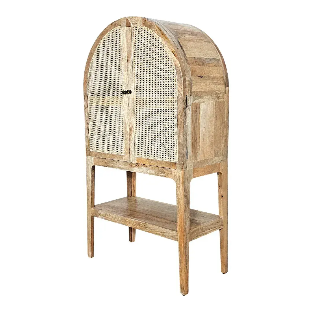 The Arches Natural Cane & Wood Display Cabinet