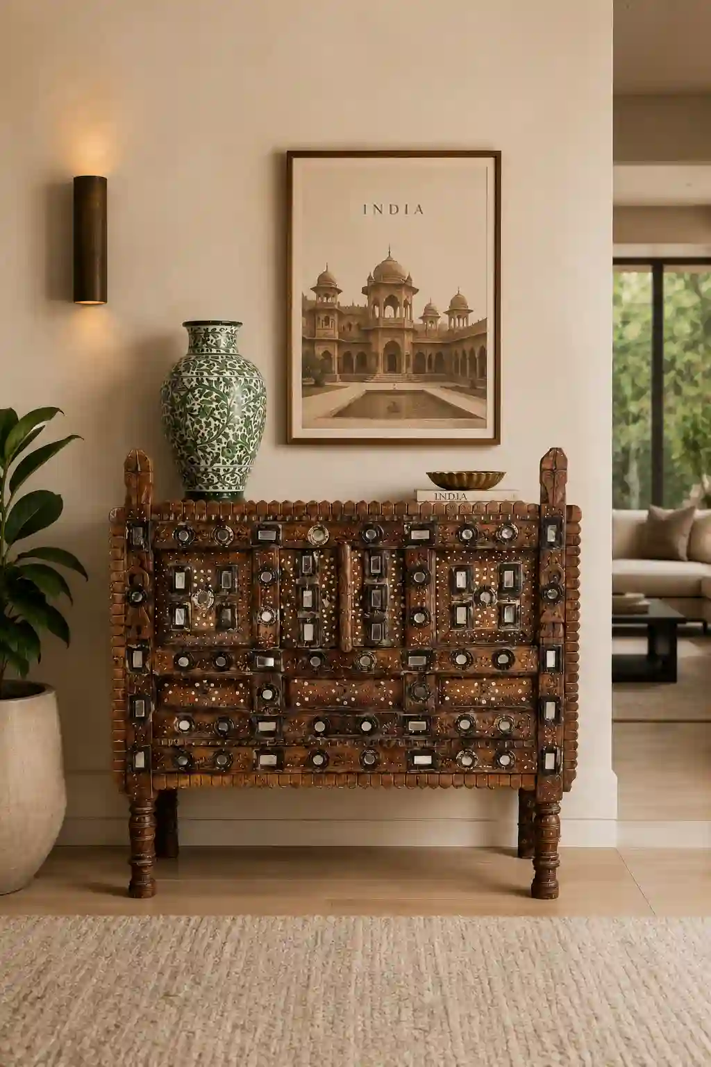 The Ashwa Thikri-Inlay Salvage Console Table | طاولة كونسول أشوا المعمارية المطعمة بالثيكري