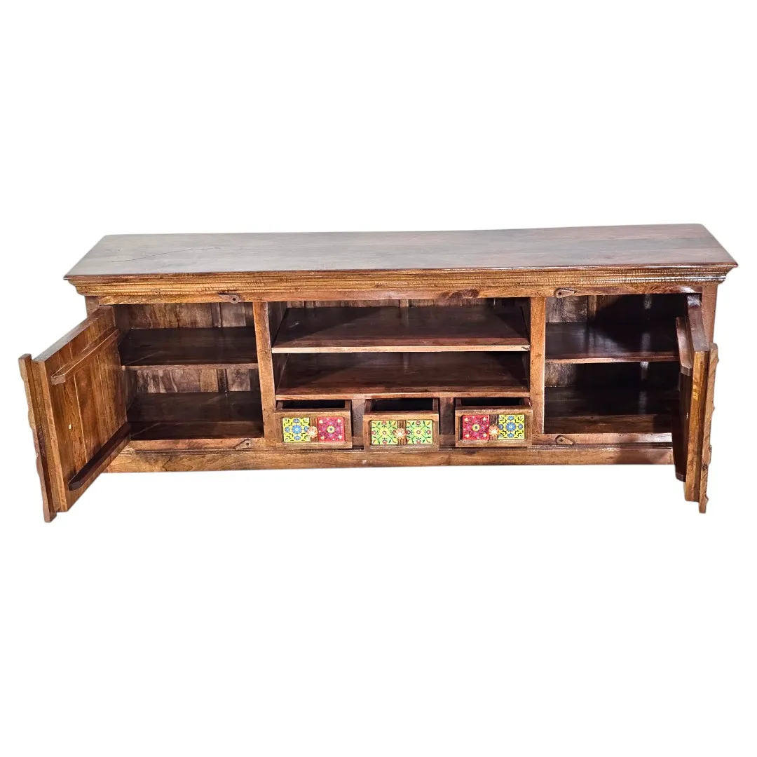 Alcázar Royale Solid Sheesham & Embossed Brass Media Console