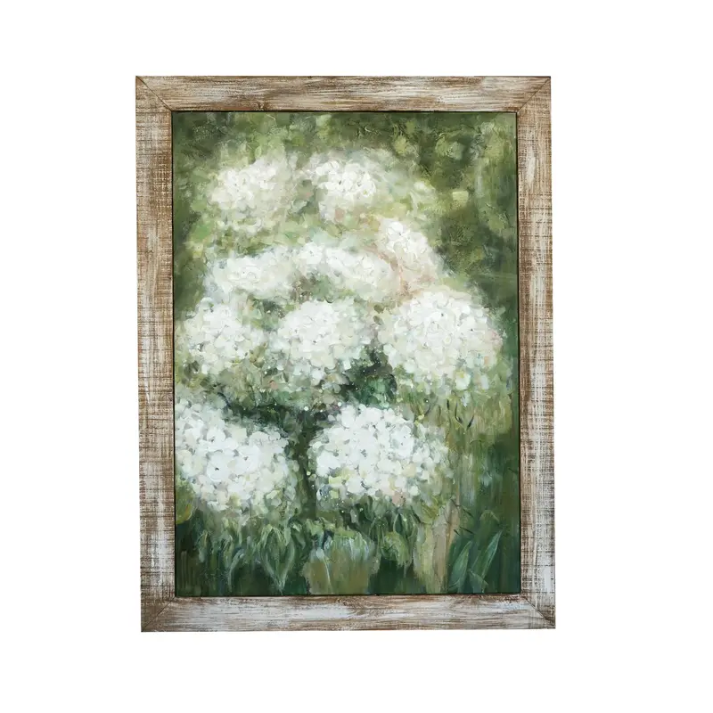 Hand-Painted White Hydrangea Framed Canvas