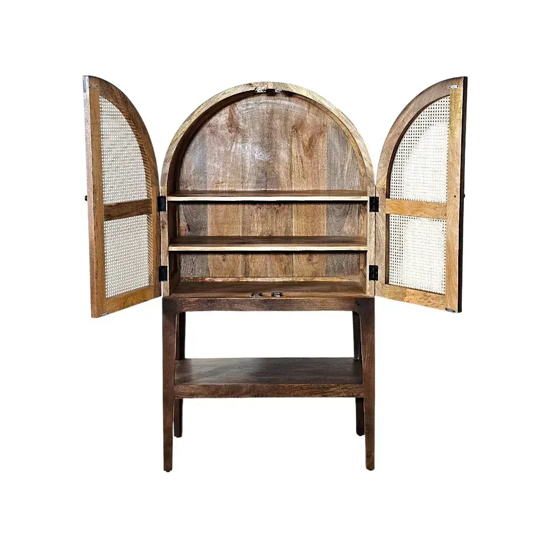 The Arches Cane & Wood Bar Cabinet