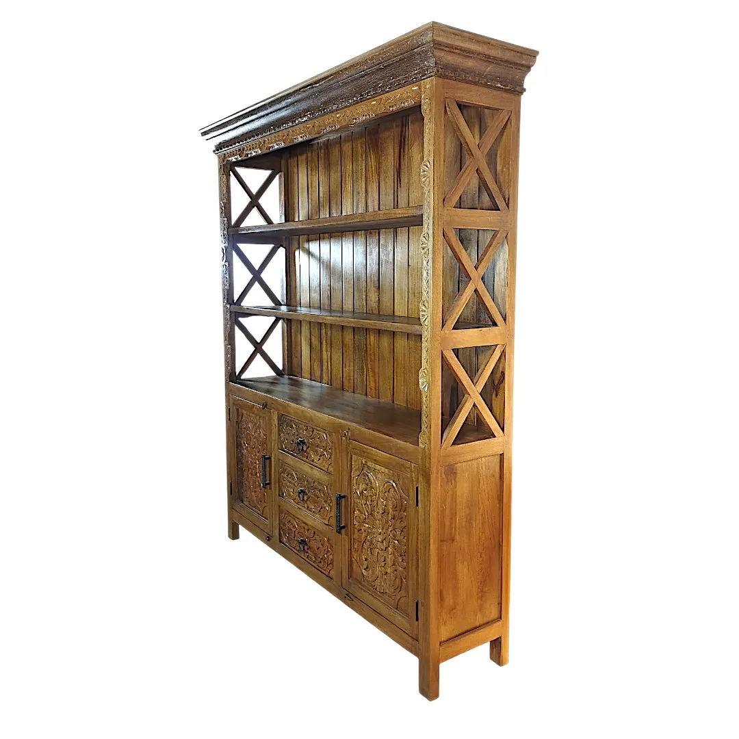 Al-Amal Carved Wood Bookcase & Display Cabinet