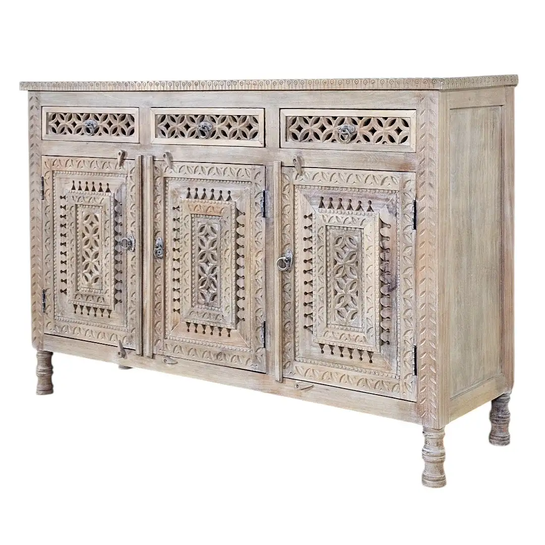 Nadir-Kala Indo-Persian Carved Sideboard
