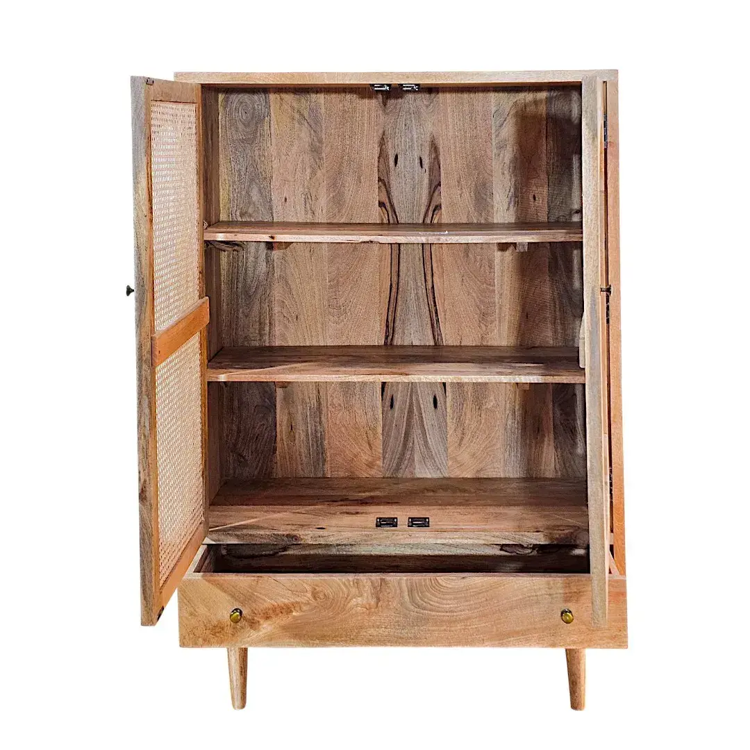 Light Rattan Mid-Storage Cabinet