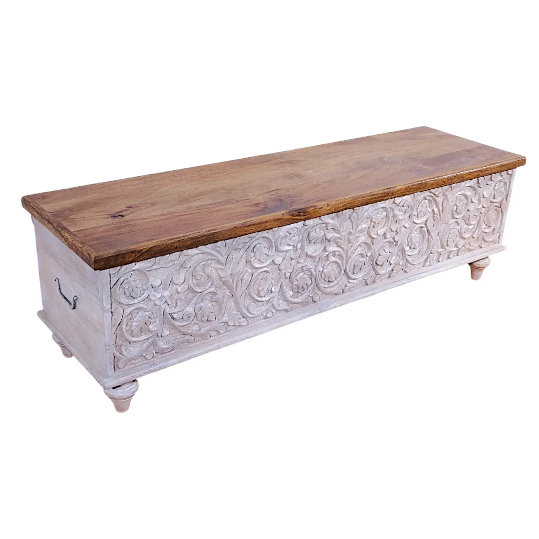 MANDALA Artisan Carved Storage Trunk