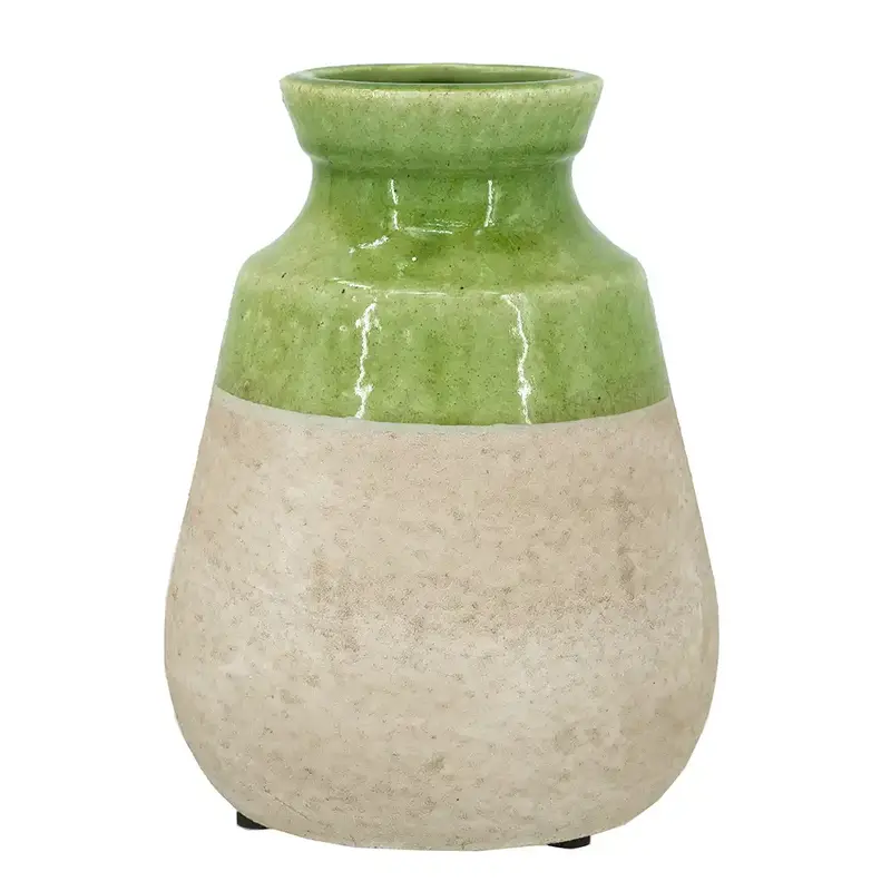 Green & White Two Tone Jug Vase