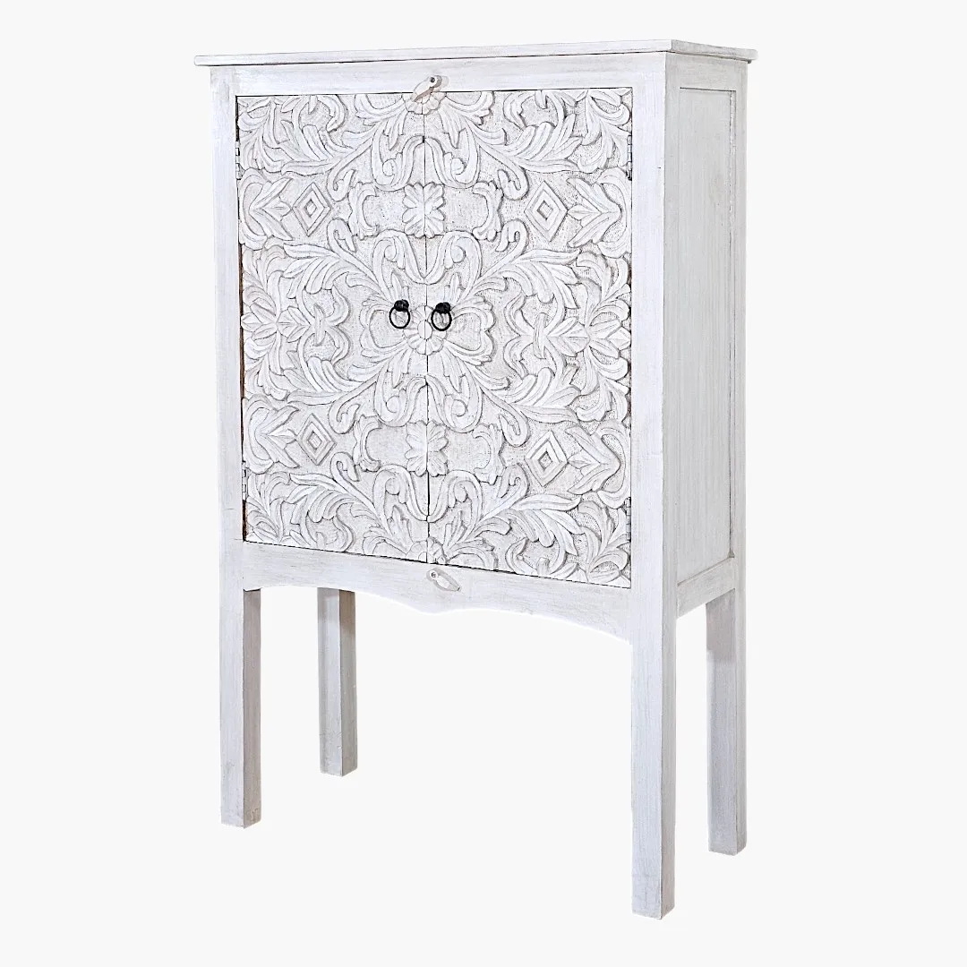 Moroccan-Style Hand-Carved Storage Cabinet