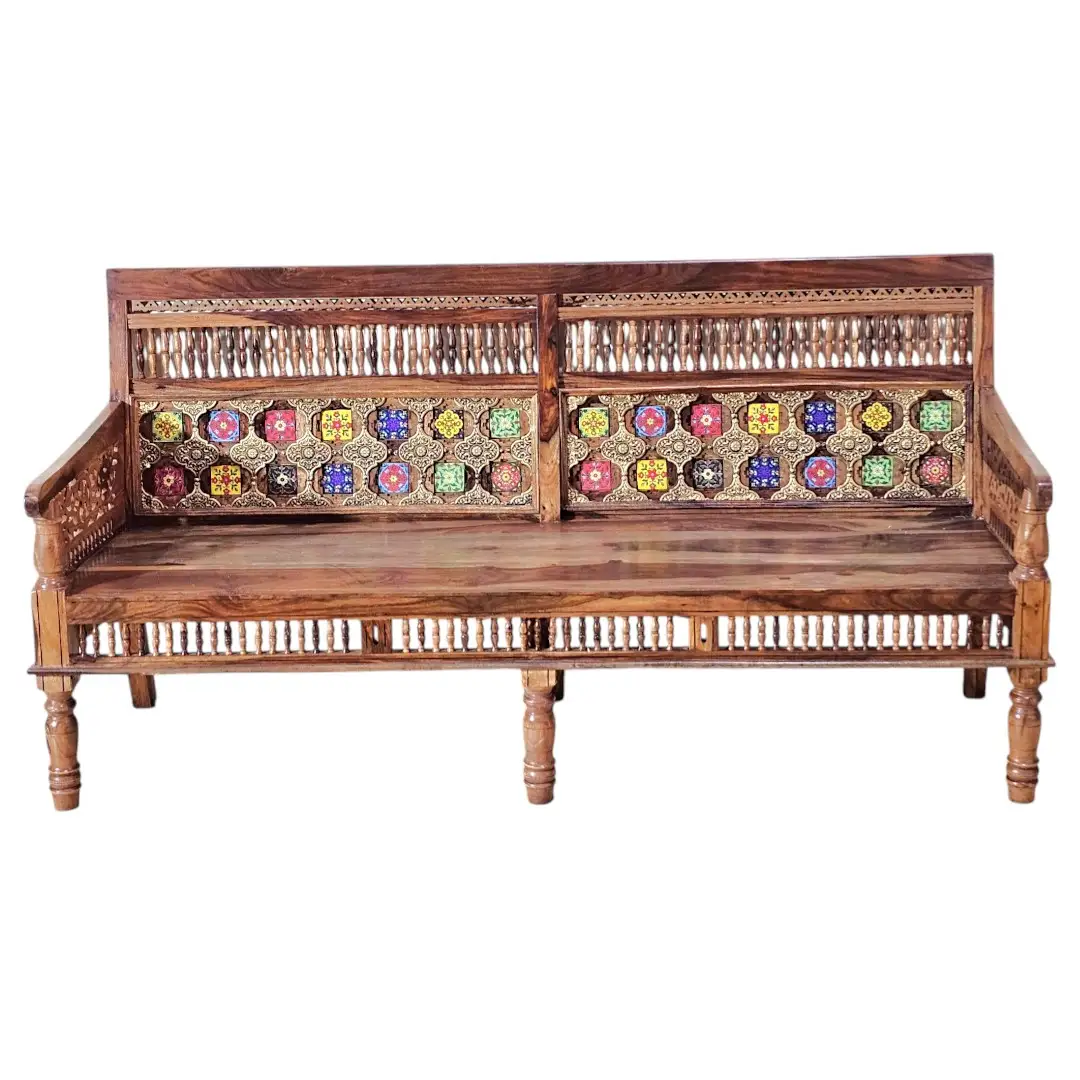 Shah Jahan Rosewood Geometric Sofa & Armchair Set