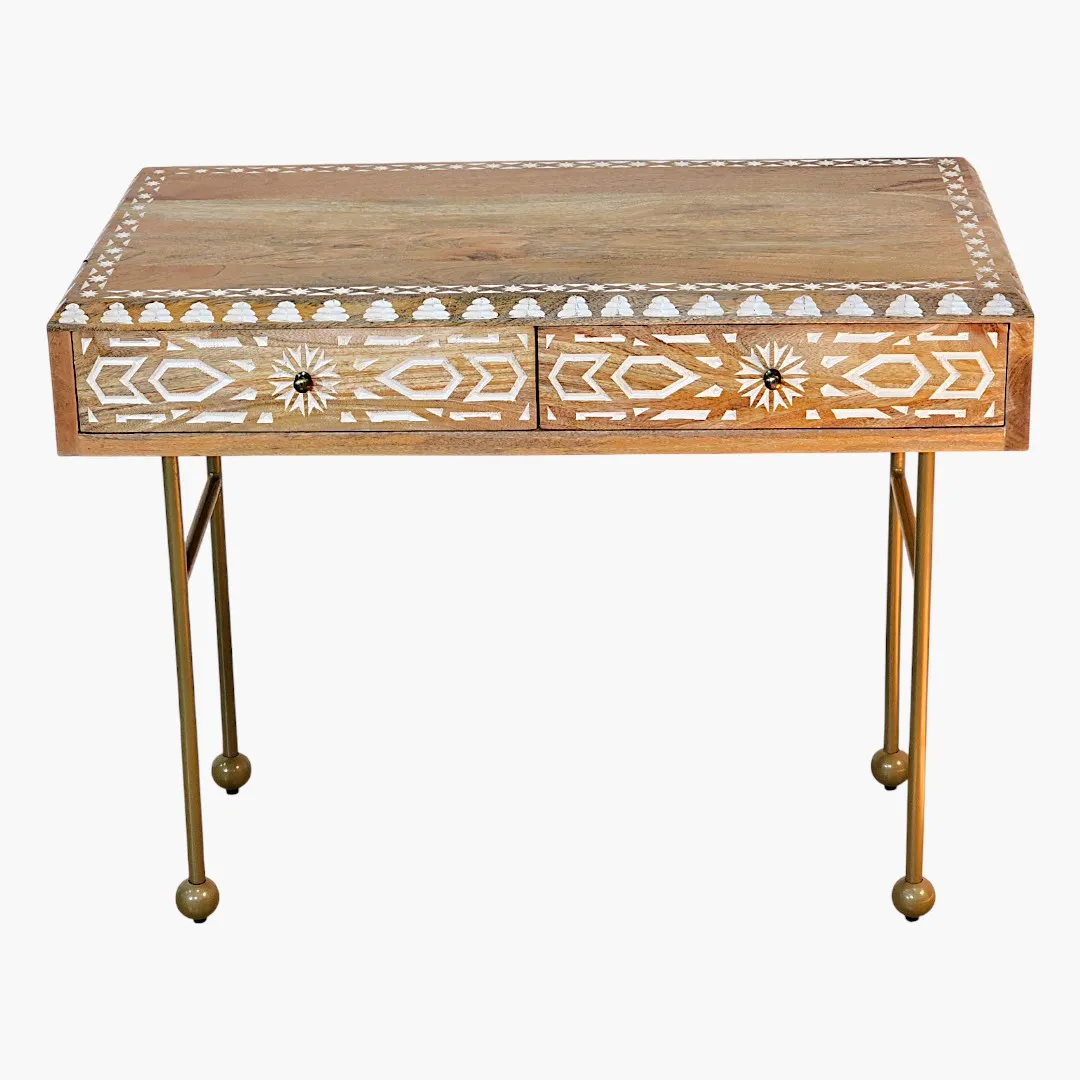 The Marrakesh Vanity - Geometric Carved Dressing Table