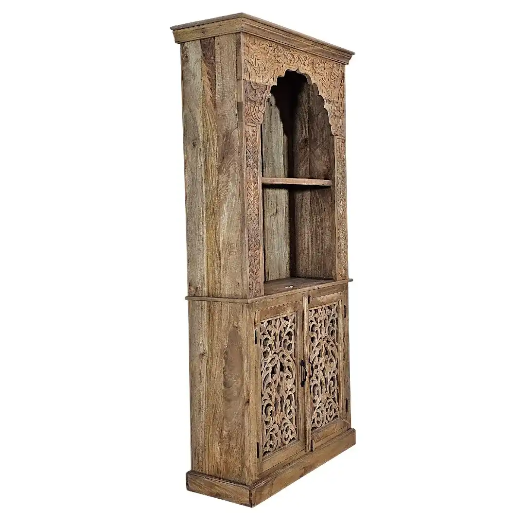 Al-Mehrab Hand-Carved Mango Wood Bookshelf